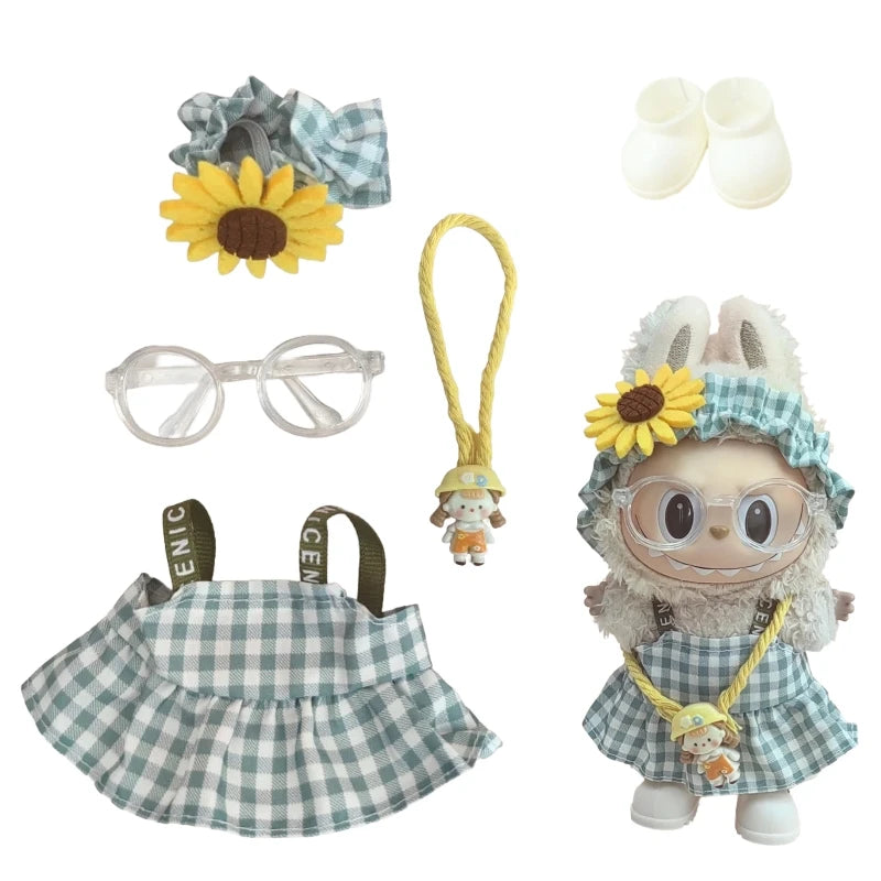 17cm Cute Mini Plush Doll'S Clothes Outfit Accessories For Korea Kpop Exo Labubu Idol Dolls Skirt Hat Clothing DIY Kids Gift