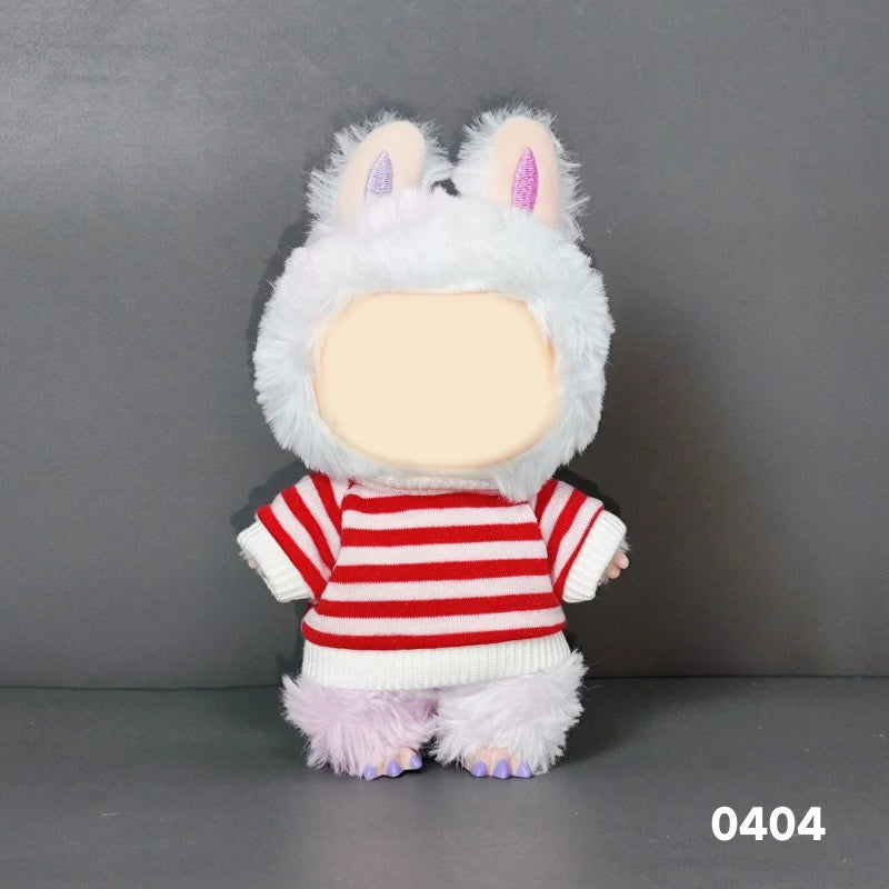 17cm Cute Mini Plush Doll'S Clothes Outfit Accessories For Korea Kpop Exo Labubu Idol Dolls Denim overalls Clothing DIY Kid Gif