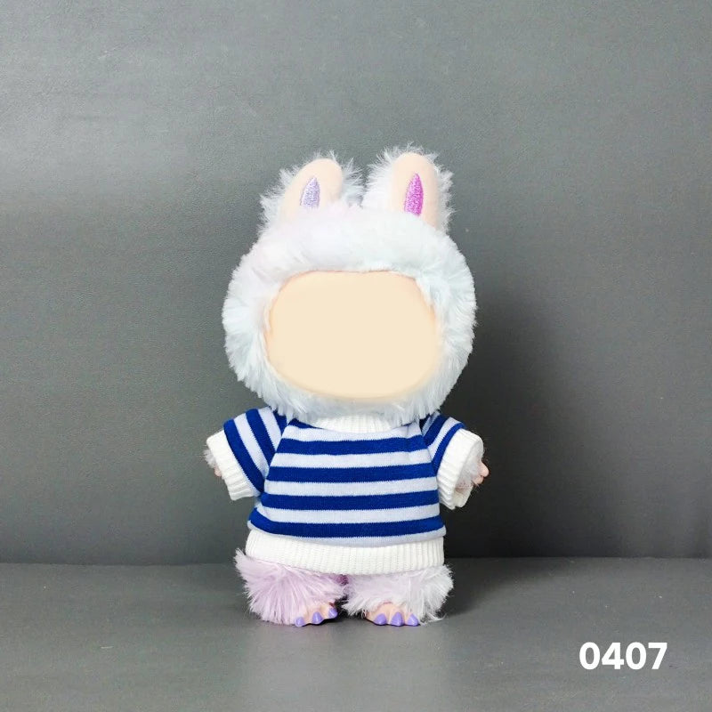 17cm Cute Mini Plush Doll'S Clothes Outfit Accessories For Korea Kpop Exo Labubu Idol Dolls Denim overalls Clothing DIY Kid Gif
